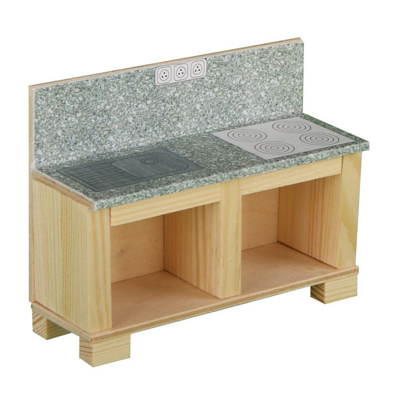 Set de construit Obiecte de mobilier, 128 piese din lemn, Walachia